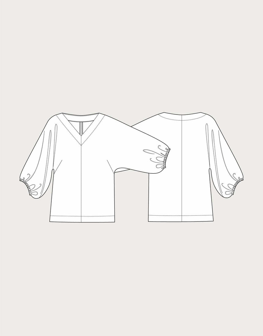 V-Neck Cuff Top Sewing Pattern, The Assembly Line
