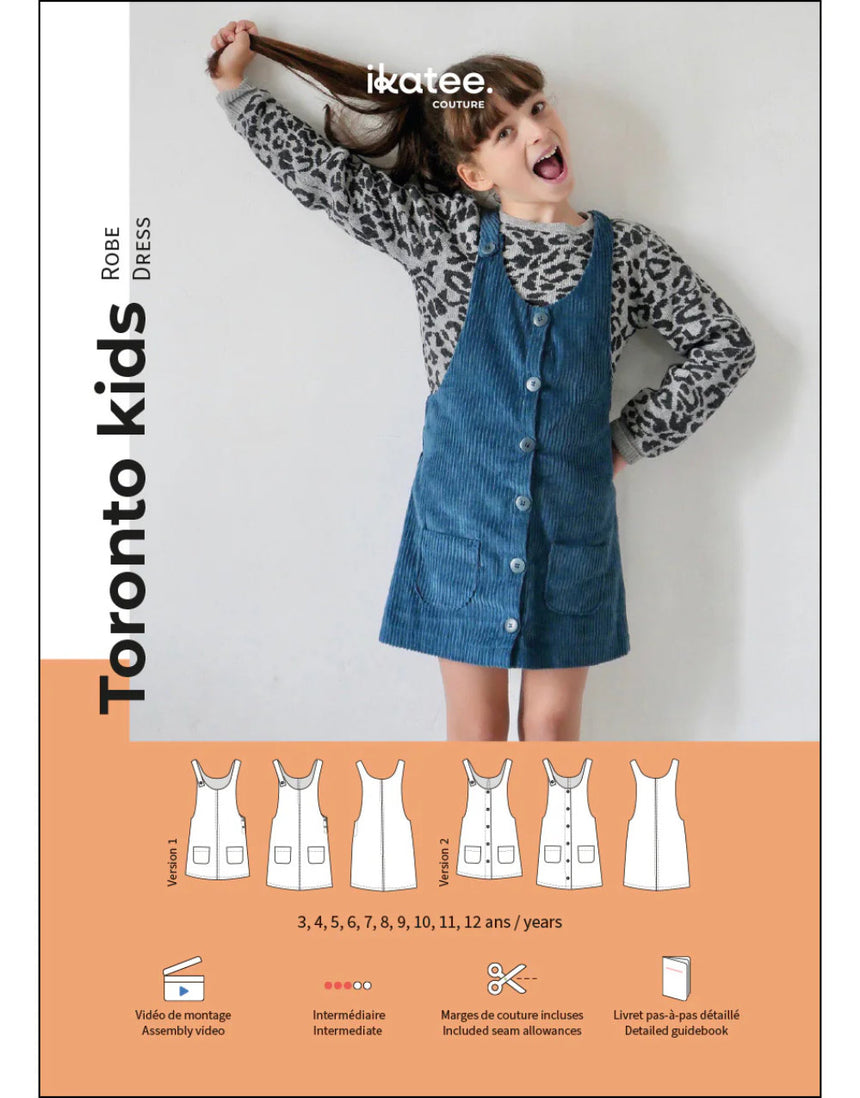 Kid's Toronto Pinafore Dress Sewing Pattern (3y - 12y), Ikatee