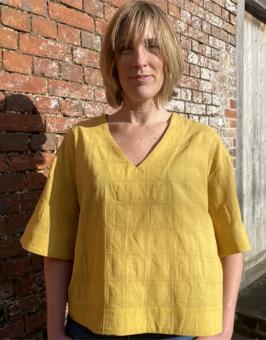 The Avid Seamstress V-Neck Top Dressmaking Kit in Flake Off White by Atelier Brunette