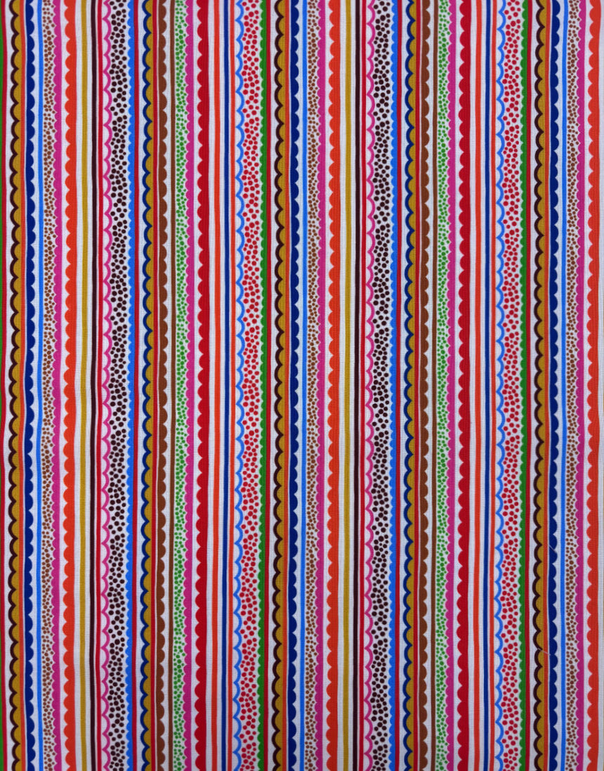 Navy Ziggy Quilting Cotton Fabric, Primavera by Sholto Drumlanrig Thread & Ink Studio