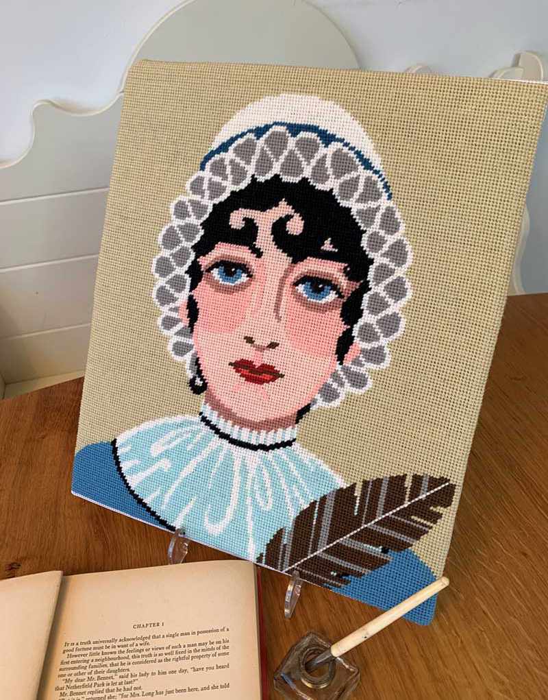 Jane Austen Needlepoint Printed Canvas Kit, Emily Peacock Clothkits
