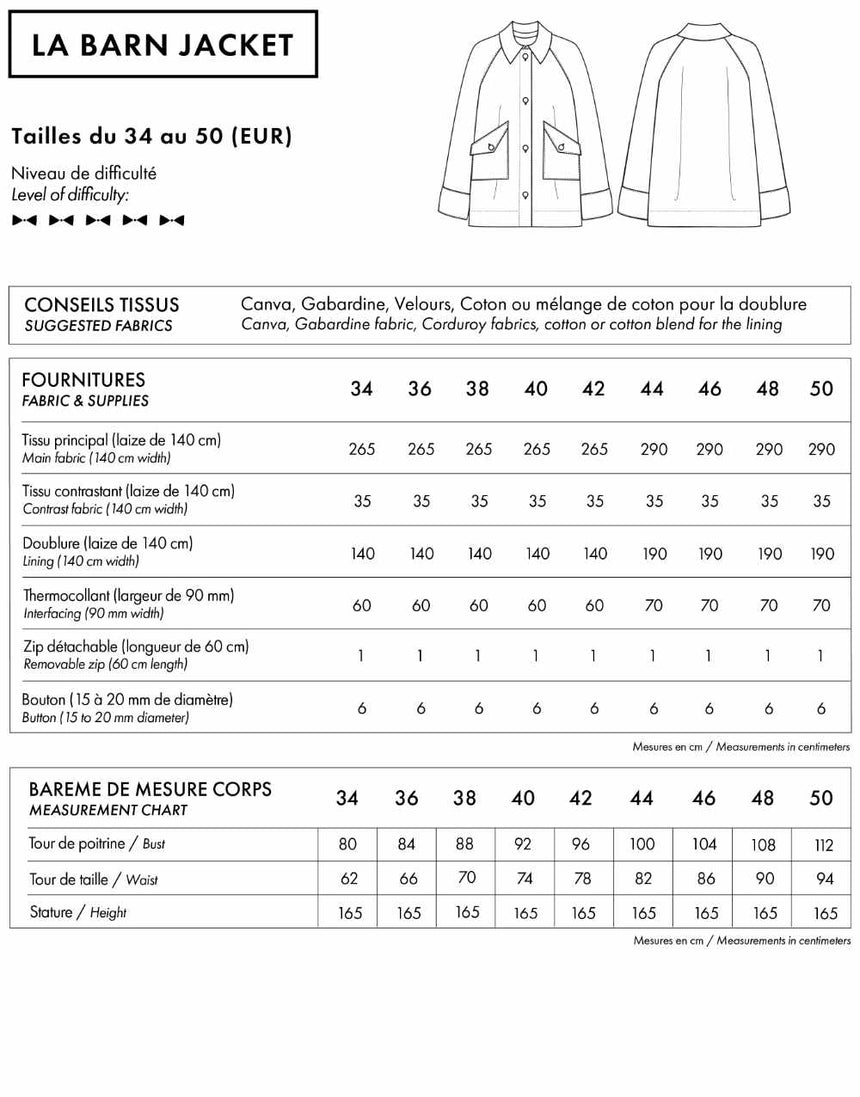 La Barn Jacket Sewing Pattern, Atelier Brunette