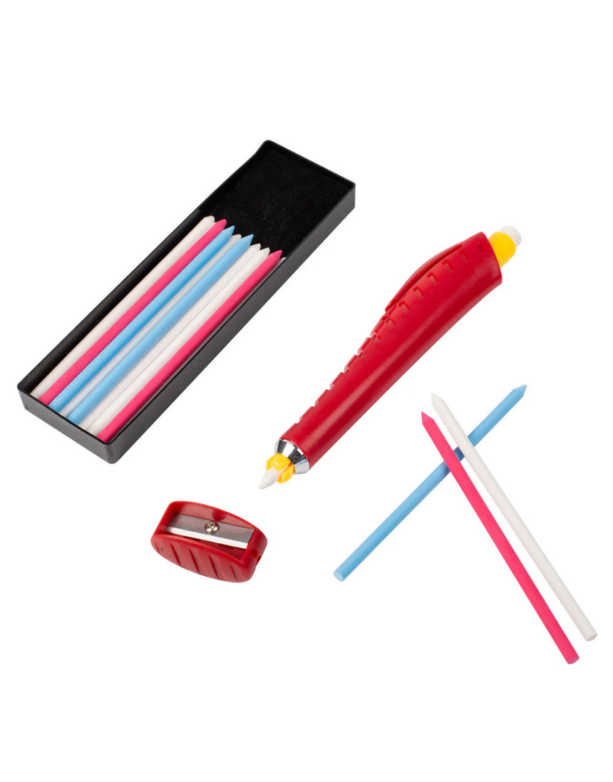 Bohin Mechanical Chalk Pencil with 16 Leads and Sharpener