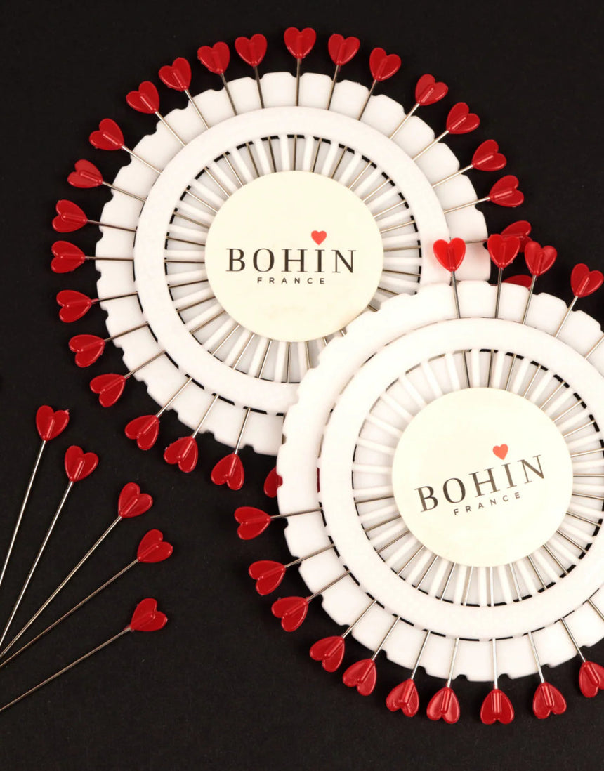 Bohin Red Heart Wheel of Flat Sewing Pins