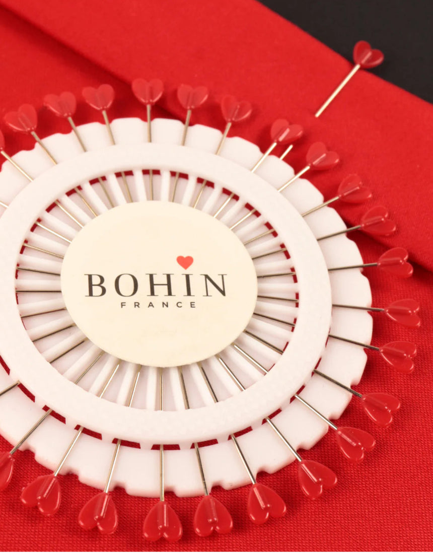 Bohin Red Heart Wheel of Flat Sewing Pins