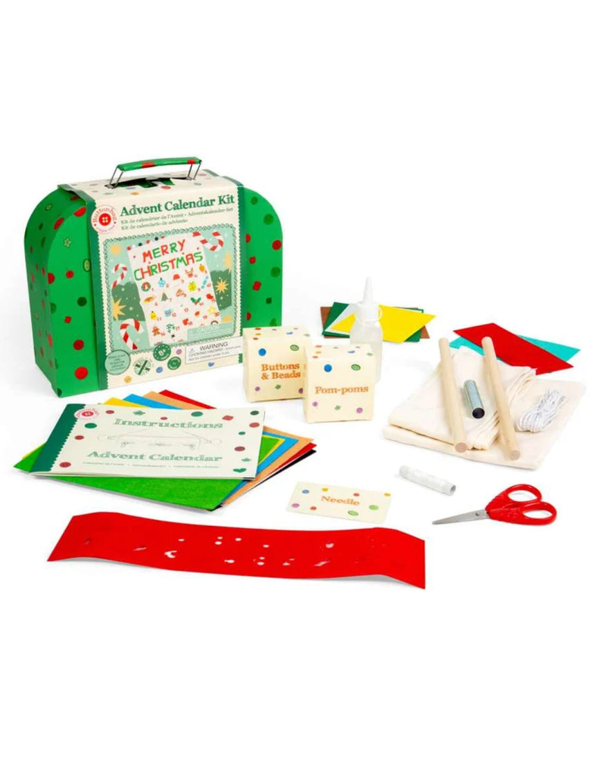 Make Your Own Advent Calendar Sewing Kit Suitcase for Kids, Buttonbag