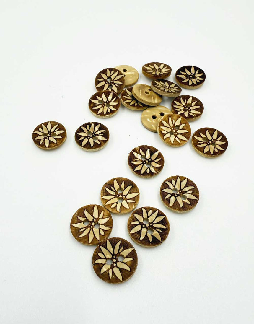 Coconut Shell Button, 13mm, Edelweiss