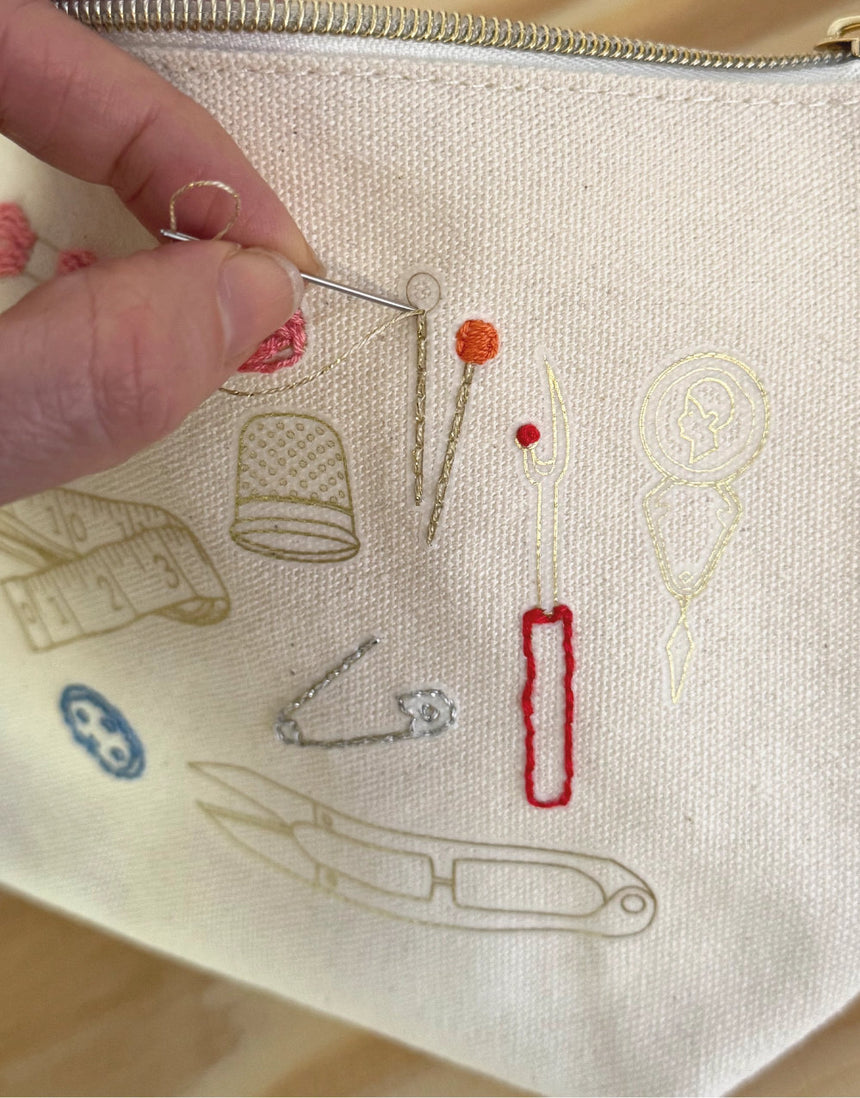 Stitch Your Craft Tools Zip Pouch Embroidery Kit, Chasing Threads