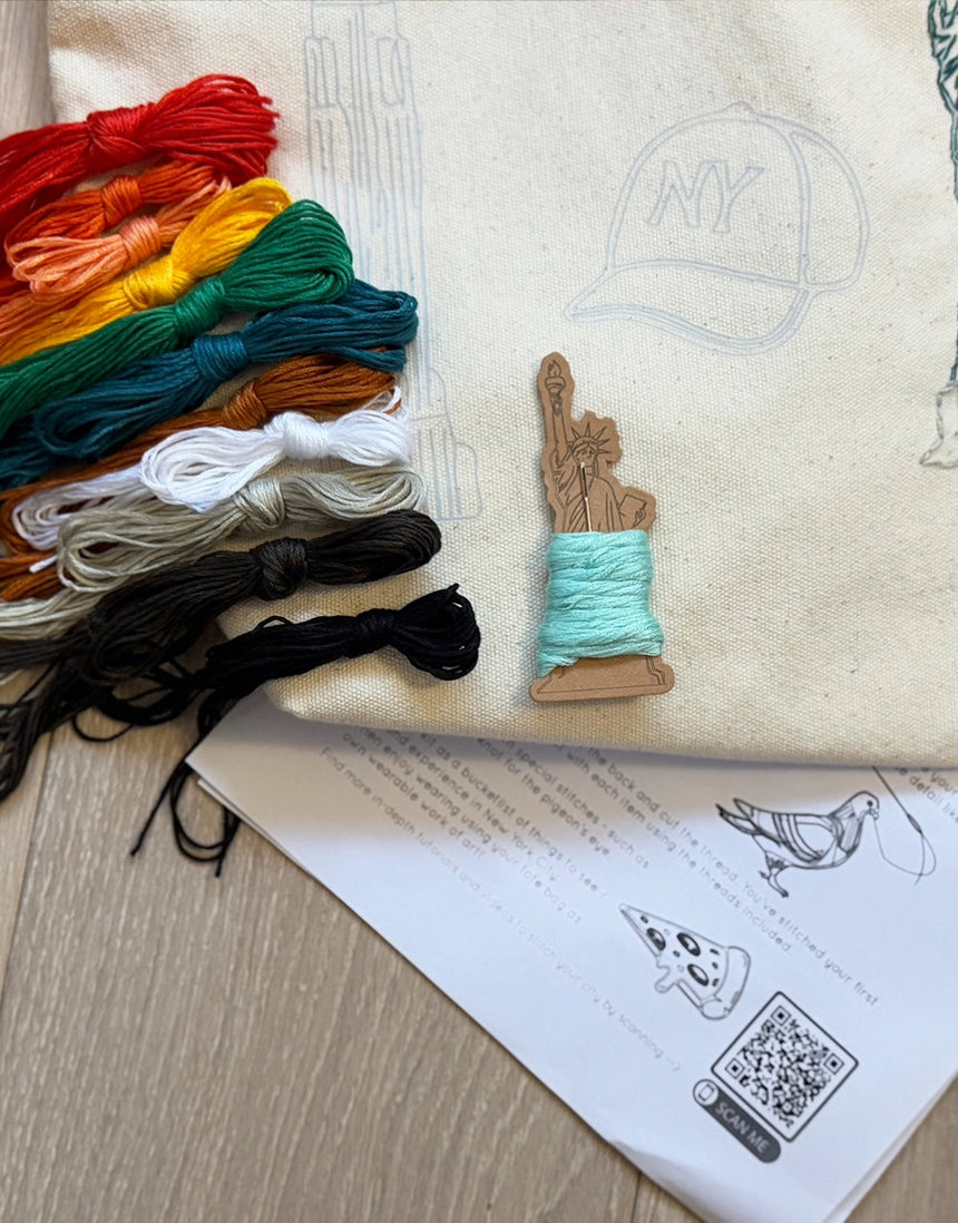 Stitch Your City - New York City Tote Bag Embroidery Kit, Chasing Threads