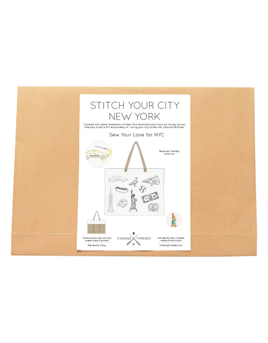 Stitch Your City - New York City Tote Bag Embroidery Kit, Chasing Threads