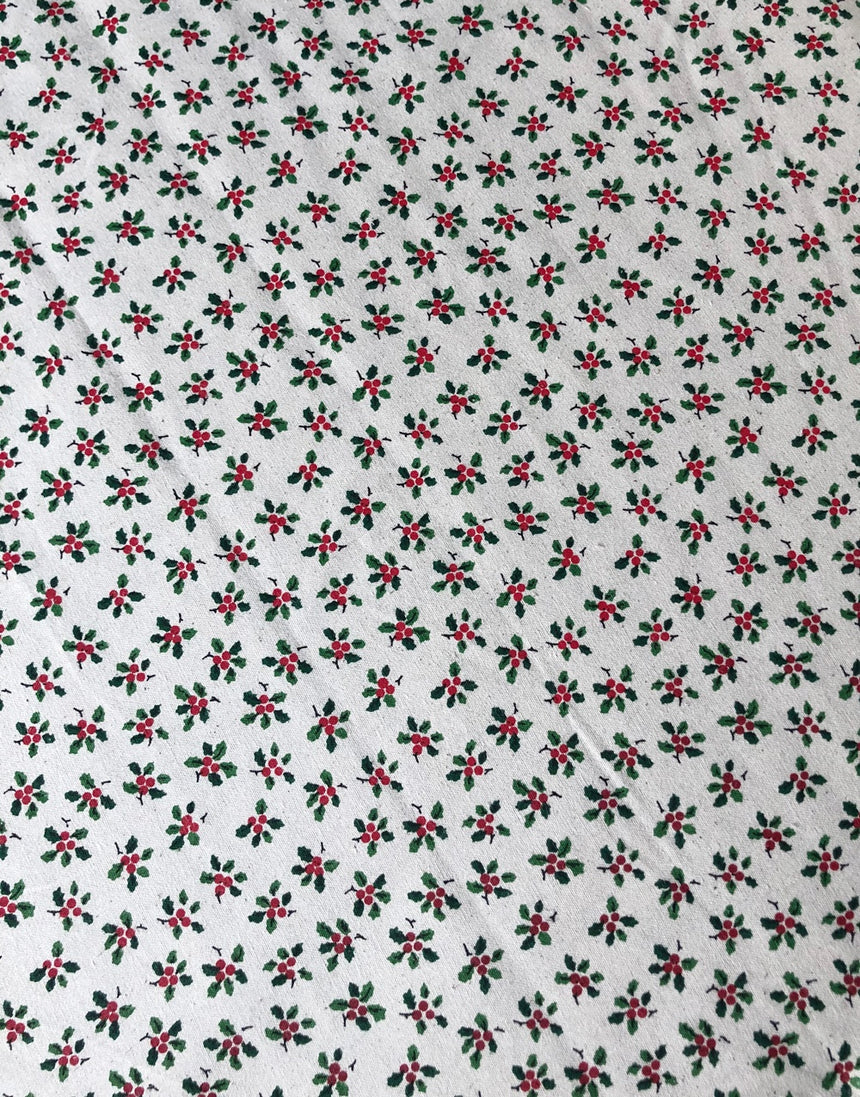 Holly & Berries, Christmas Printed Cotton Fabric