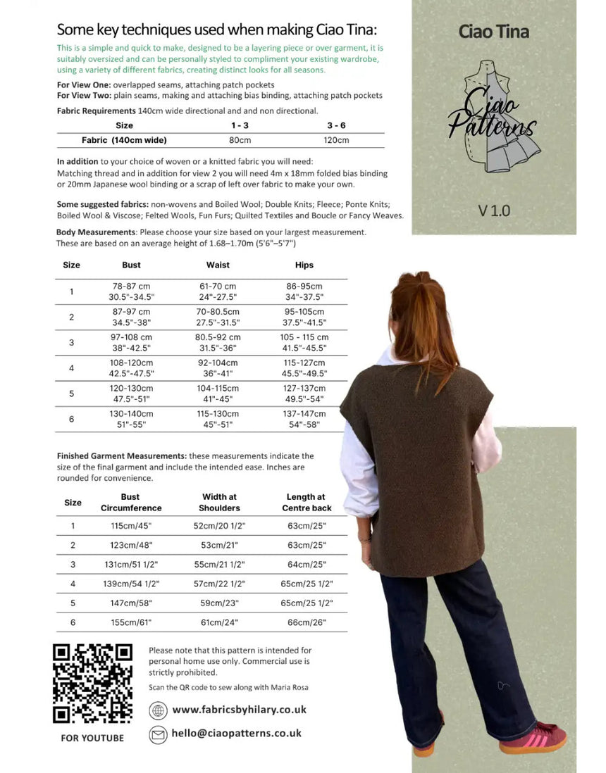 Tina Tank Top Paper Sewing Pattern, Ciao Patterns