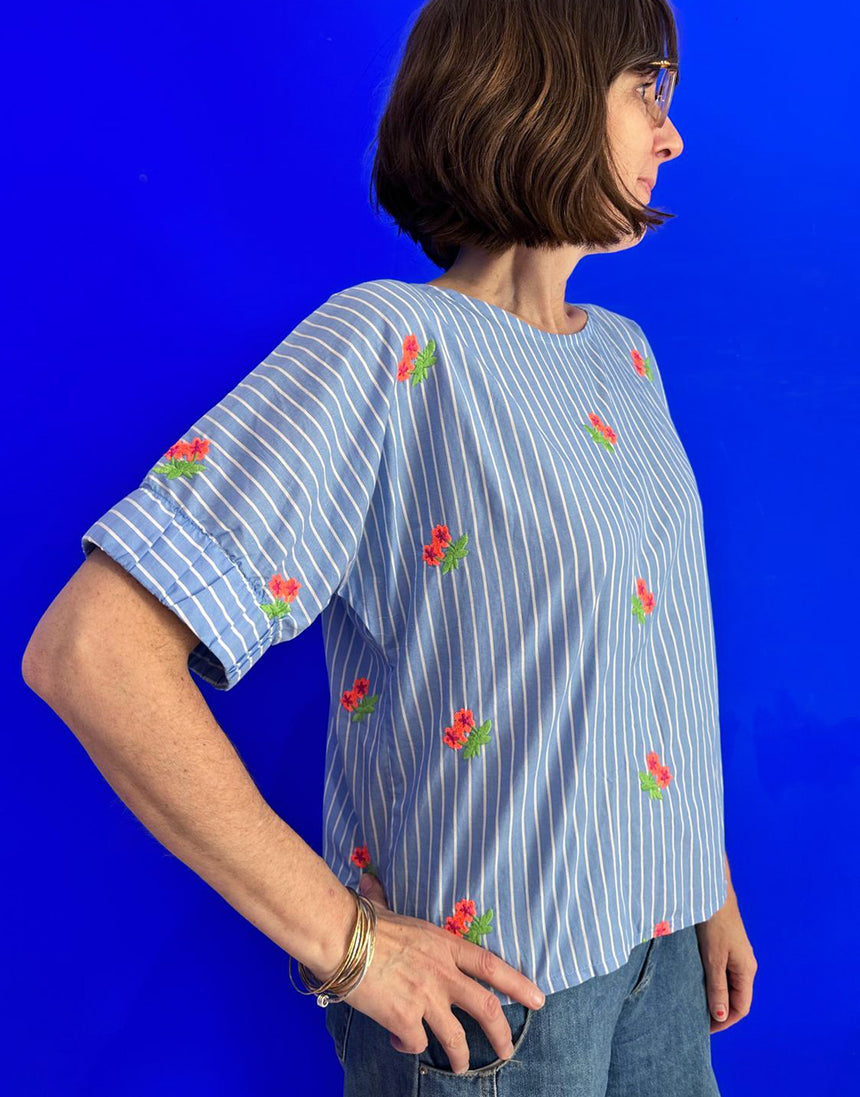 Neon Bloom Stripe Cuff Top – Complete Dressmaking Kit
