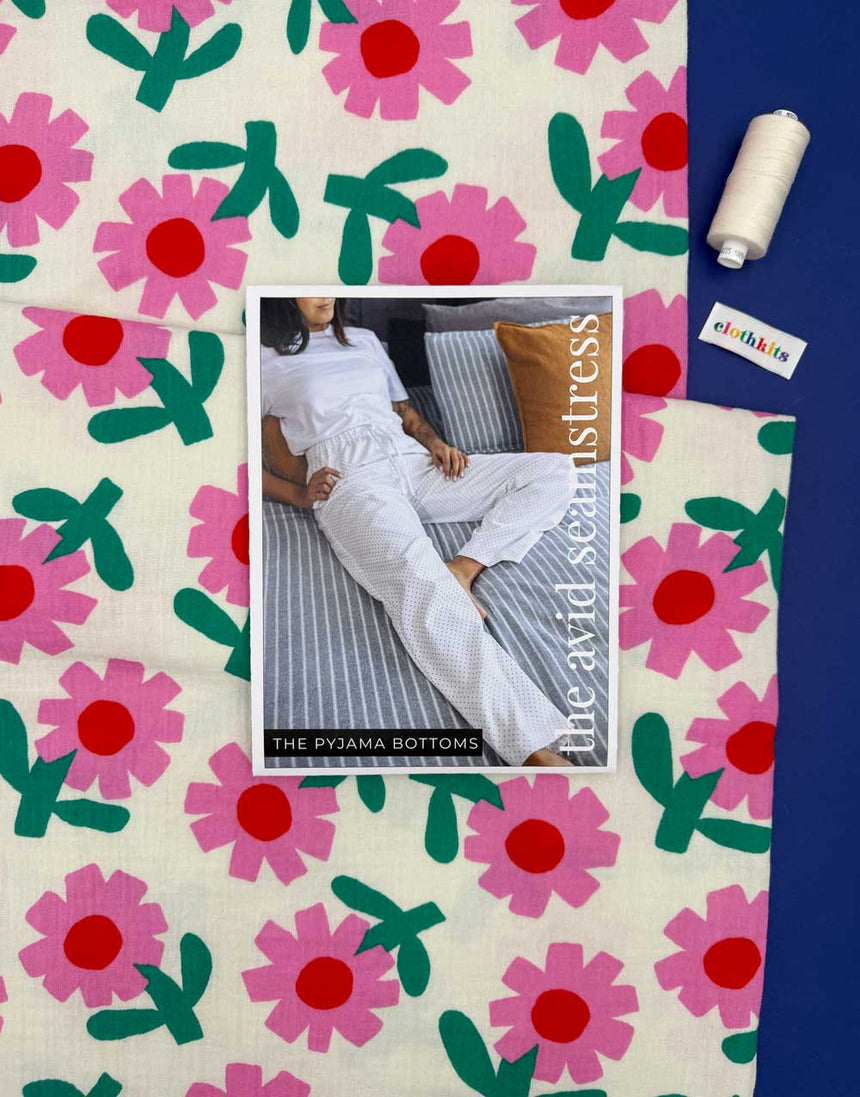 Flower Pop Pyjama Bottoms Complete Dressmaking Kit, The Avid Seamstress