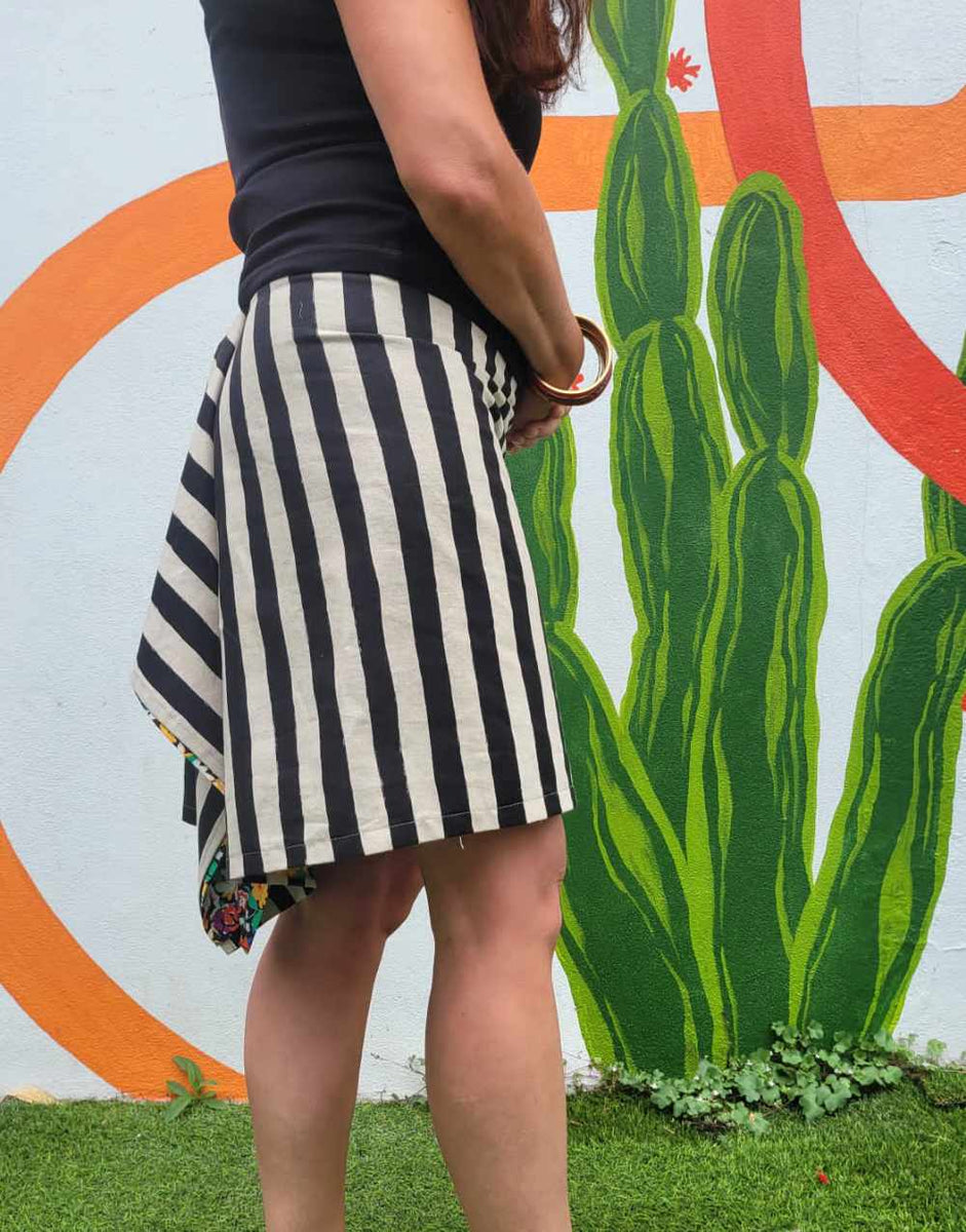 Black and white striped bustle skirt sale