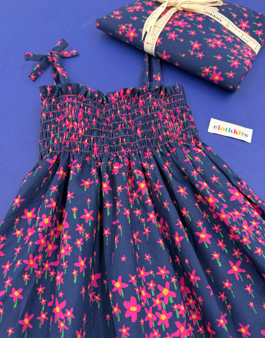 Liberty Fabrics Shirred Sun Dress, Dressmaking Kit for Girls Age 2-8 years, Clothkits®