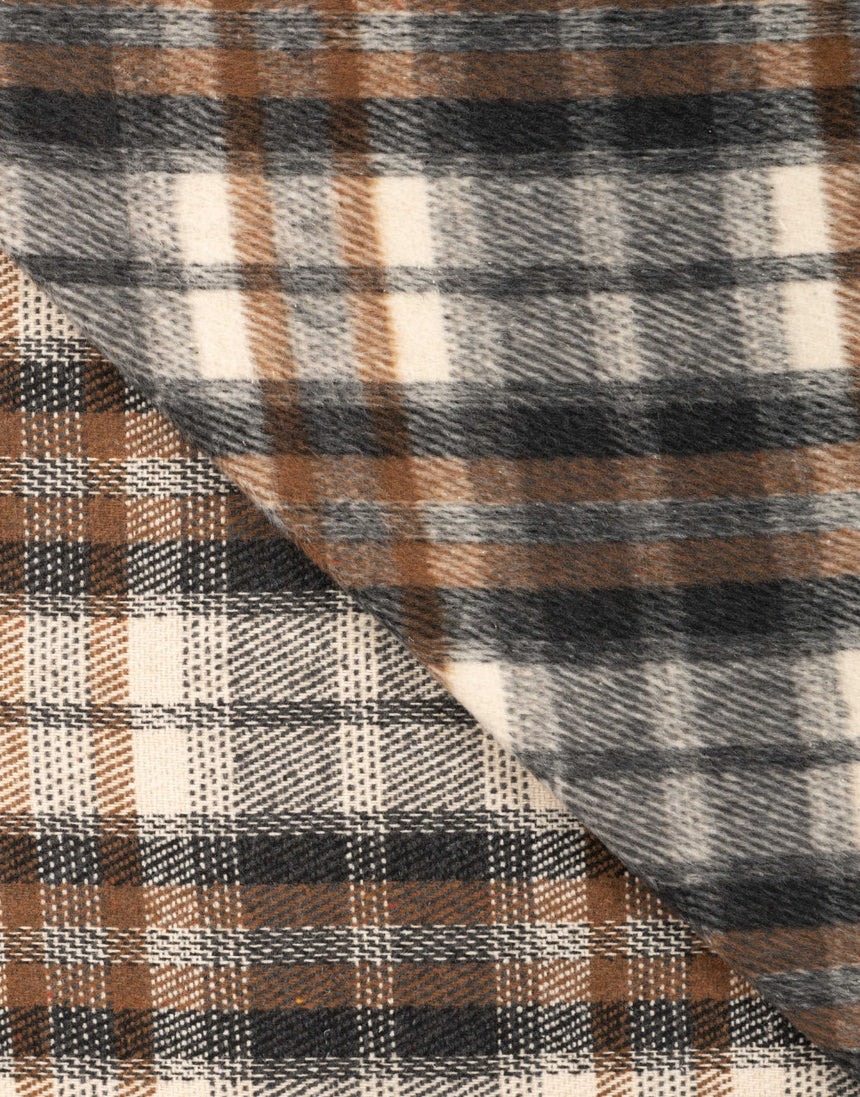 Keila Check Sand Wool-Blend Coating Fabric