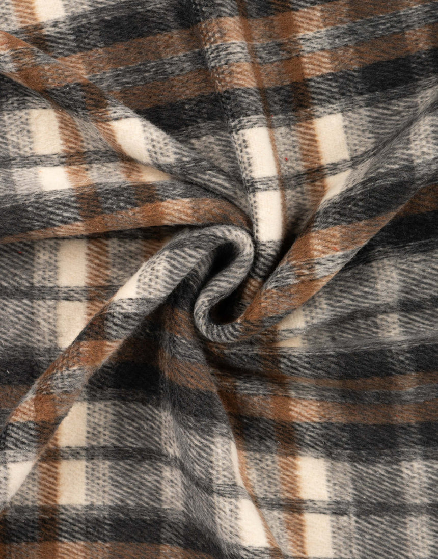 Keila Check Sand Wool-Blend Coating Fabric