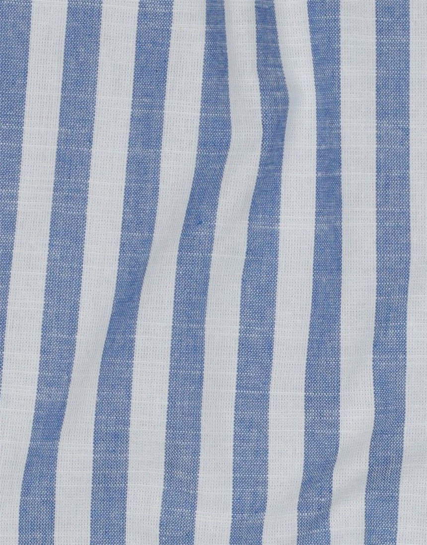 Blue & White Yarn Dyed Cotton Stripe Fabric