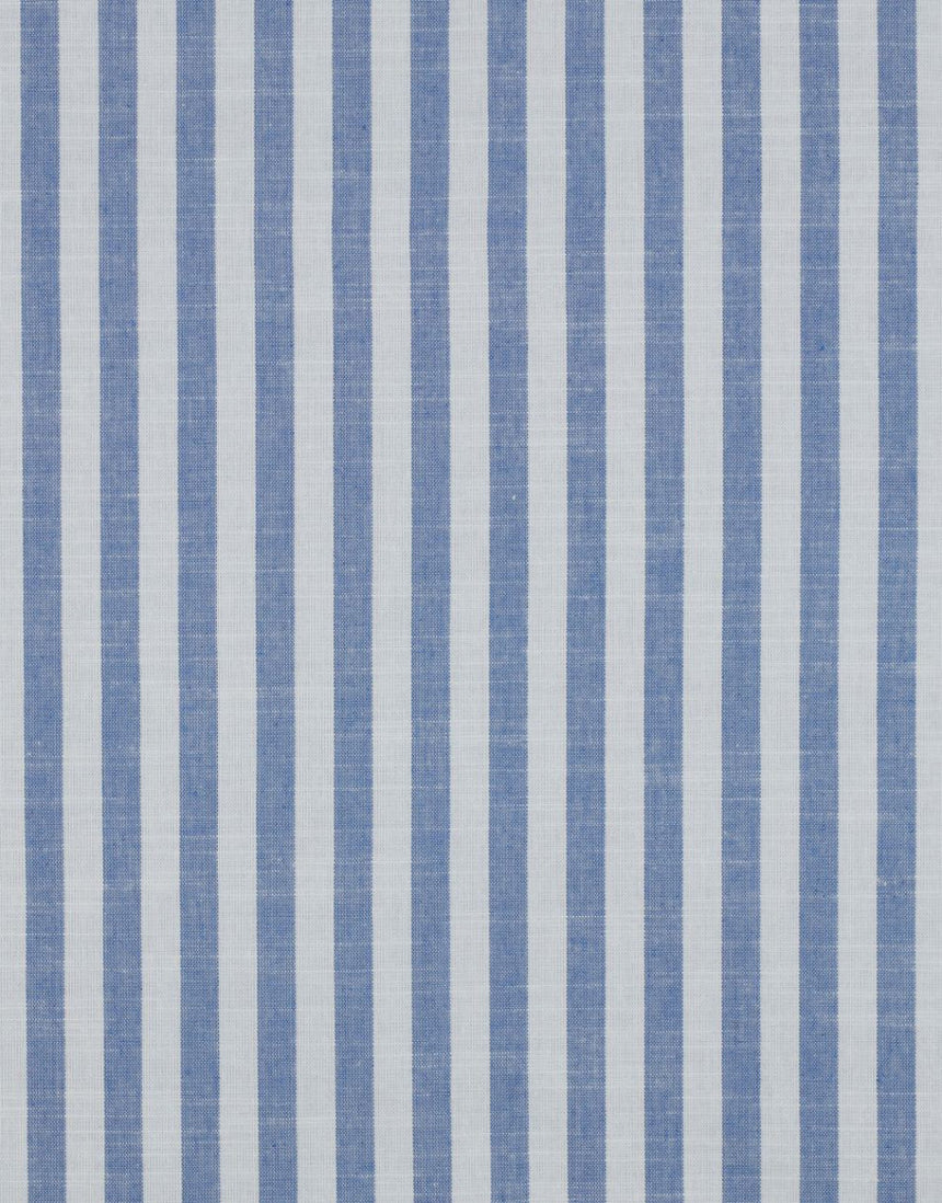 Blue & White Yarn Dyed Cotton Stripe Fabric