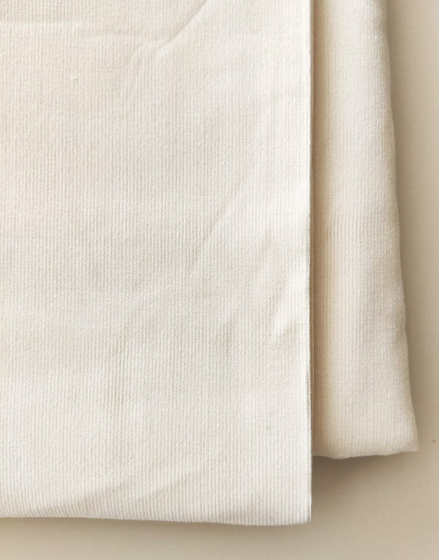 Remnant 40cm - Ecru 21 Wale Cotton Needlecord Fabric
