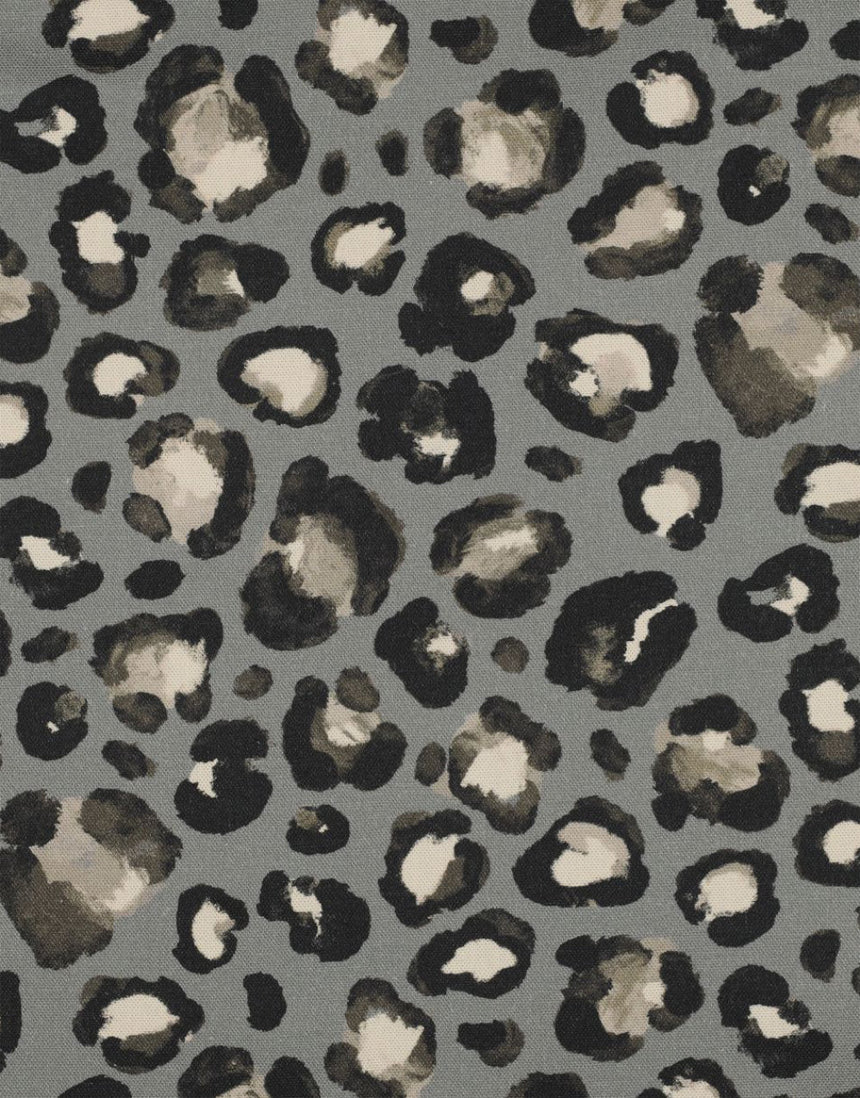 Sage Grey Leopard Cotton Canvas Fabric