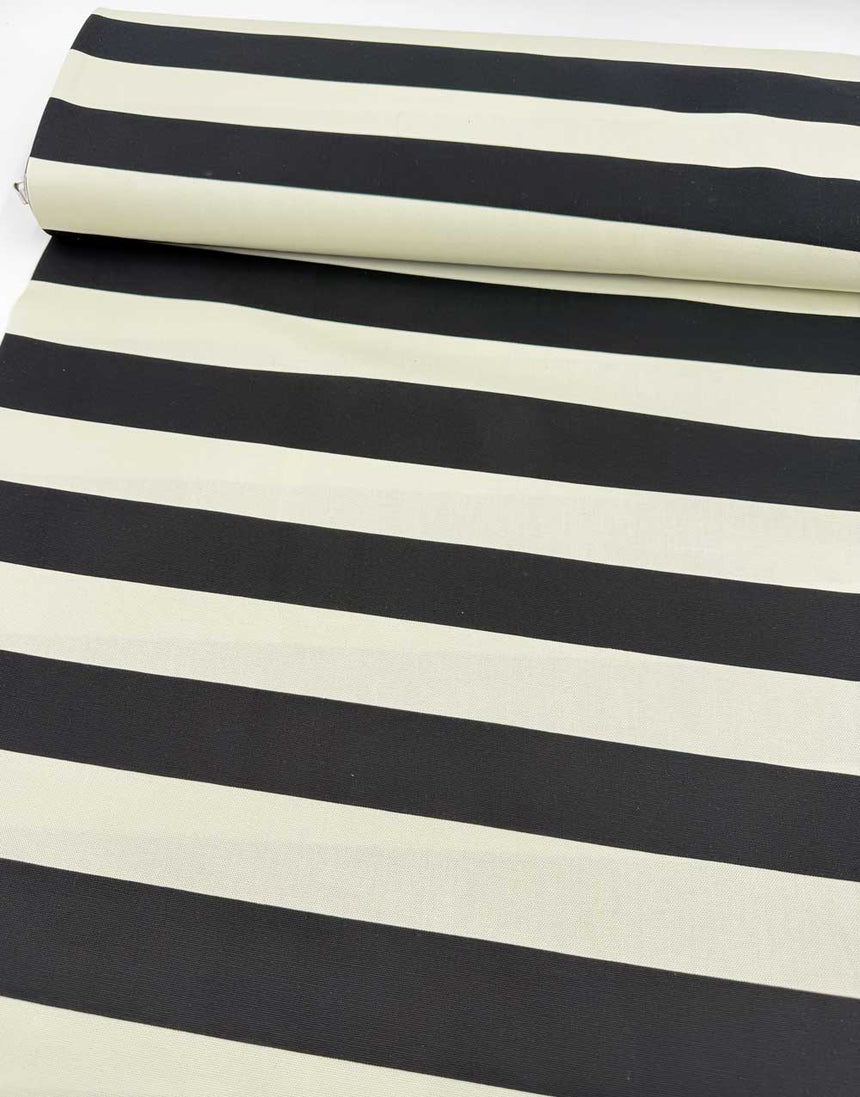 Monochrome Thick Striped Cotton Canvas Fabric