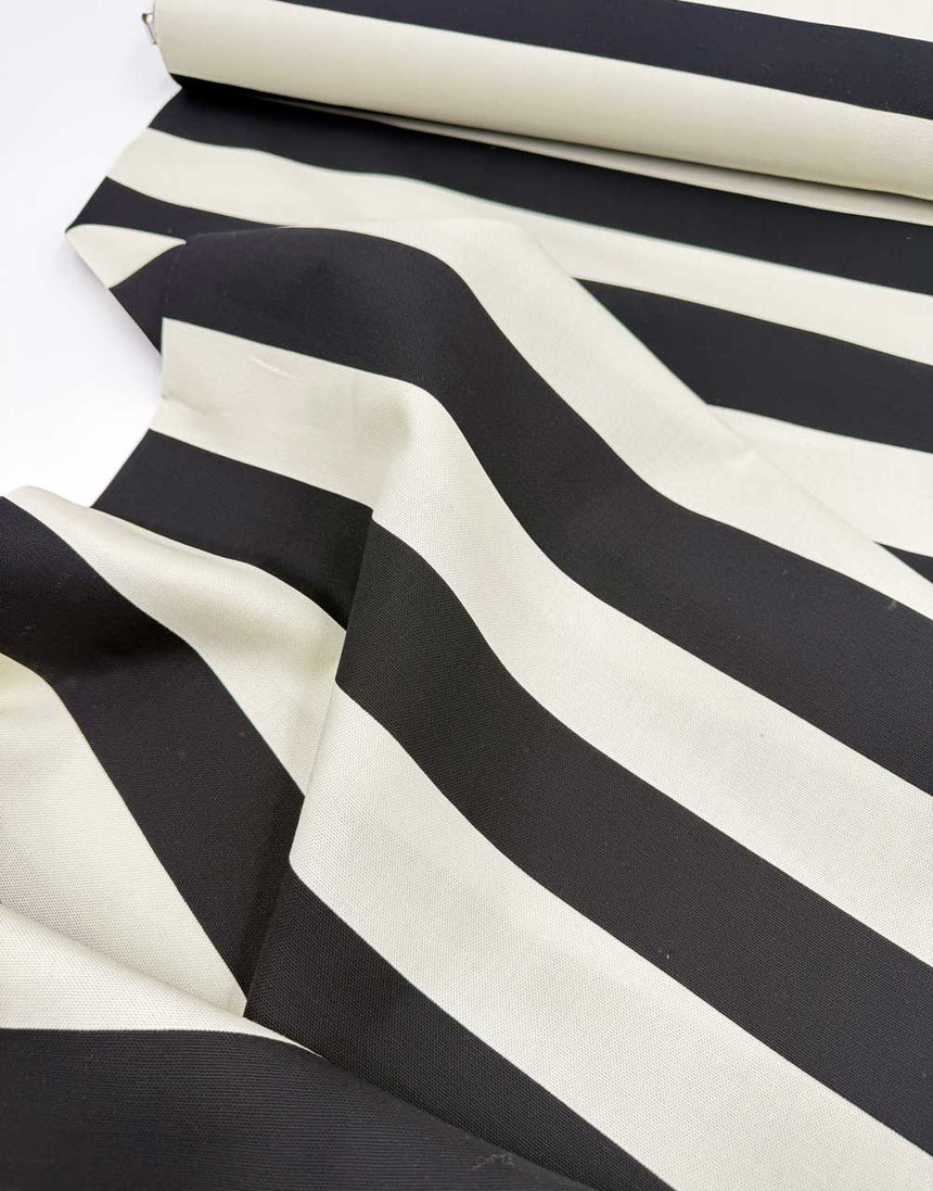 Monochrome Thick Striped Cotton Canvas Fabric