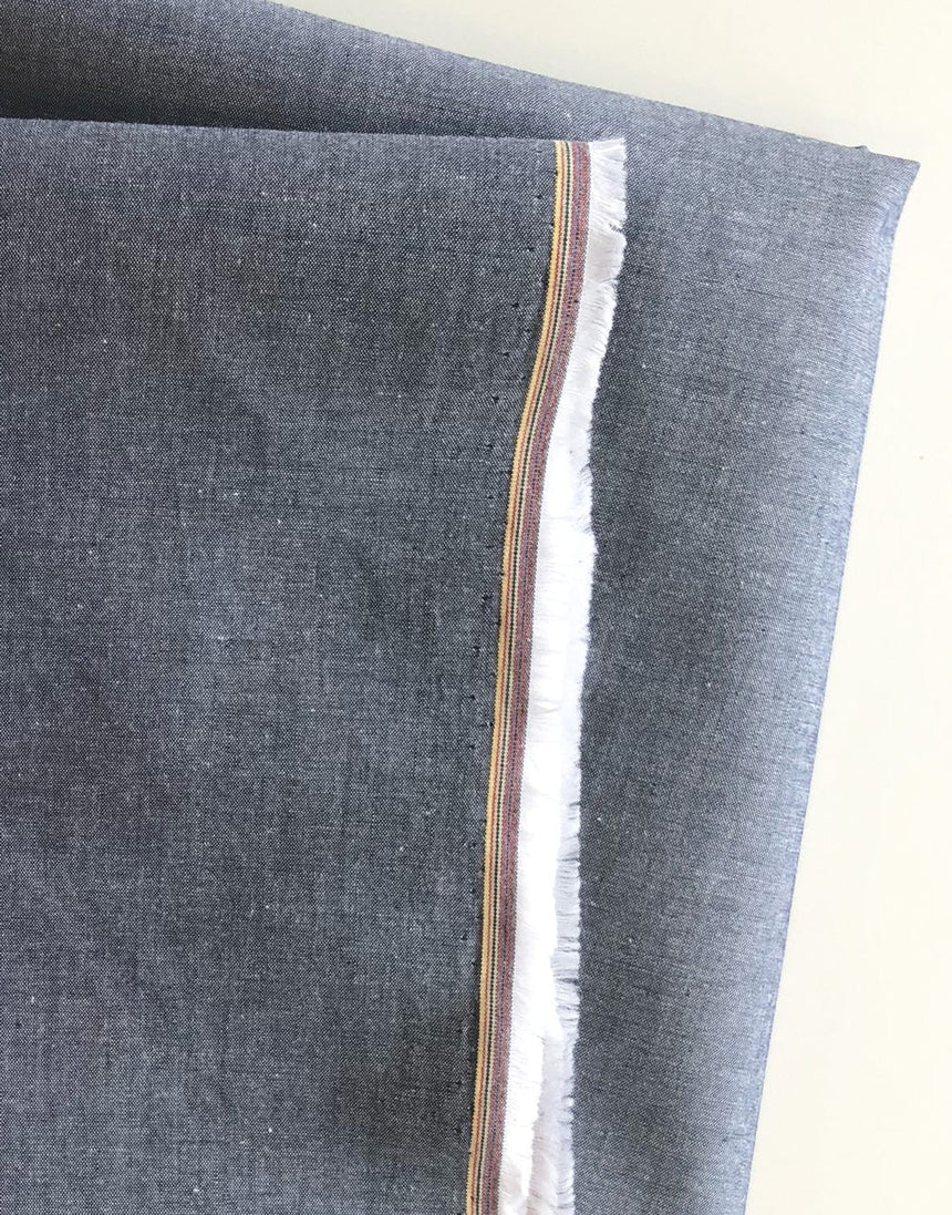 Remnant 3m - Navy Yarn Dyed Cotton Chambray Fabric