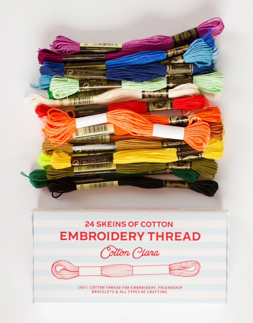 24 Cotton Embroidery Skeins Bumper Pack, Cotton Clara