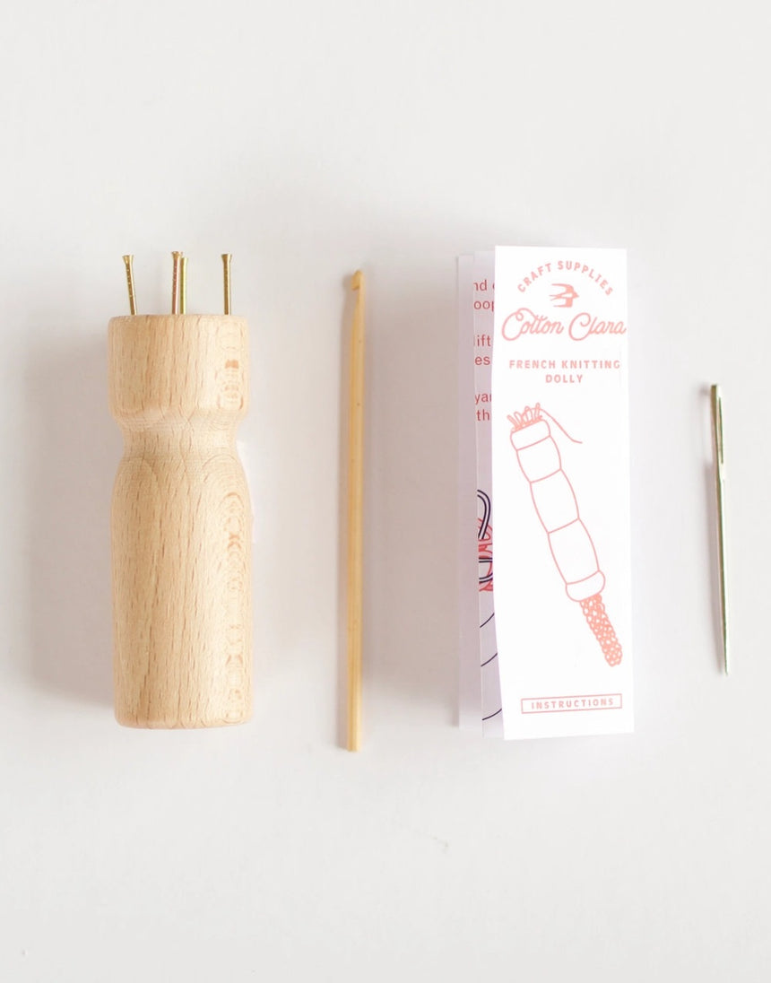 Wooden French Knitting Dolly, Cotton Clara