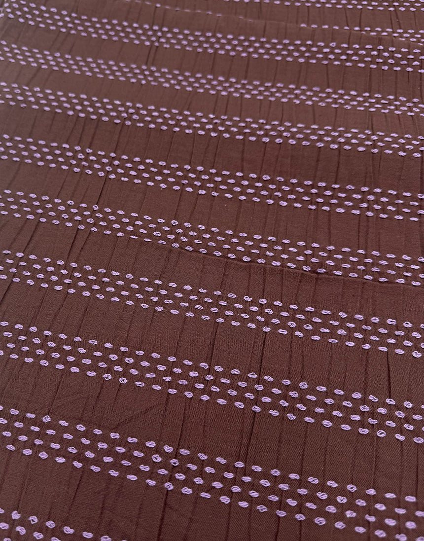 Chocolate & Pink Stitched Stripe Cotton Dobby Jacquard Fabric