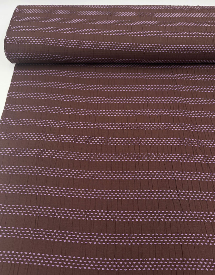 Chocolate & Pink Stitched Stripe Cotton Dobby Jacquard Fabric