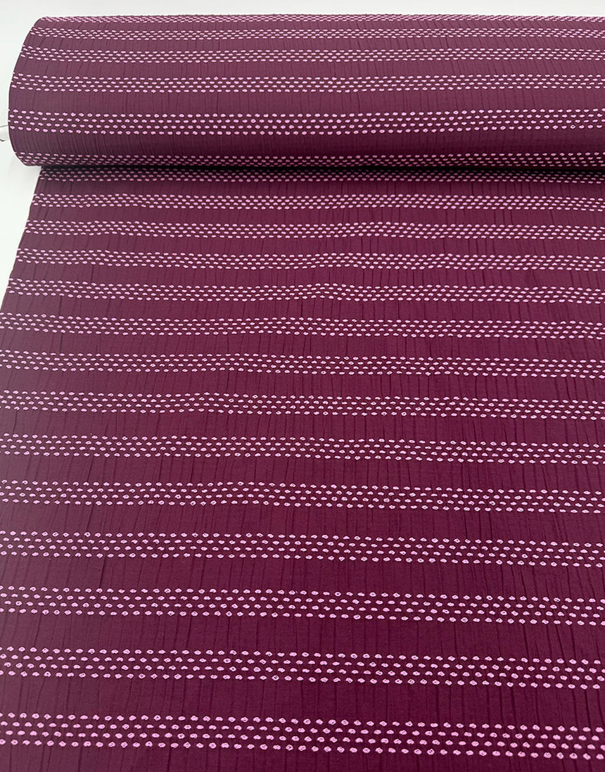Aubergine & Pink Stitched Stripe Cotton Dobby Jacquard Fabric