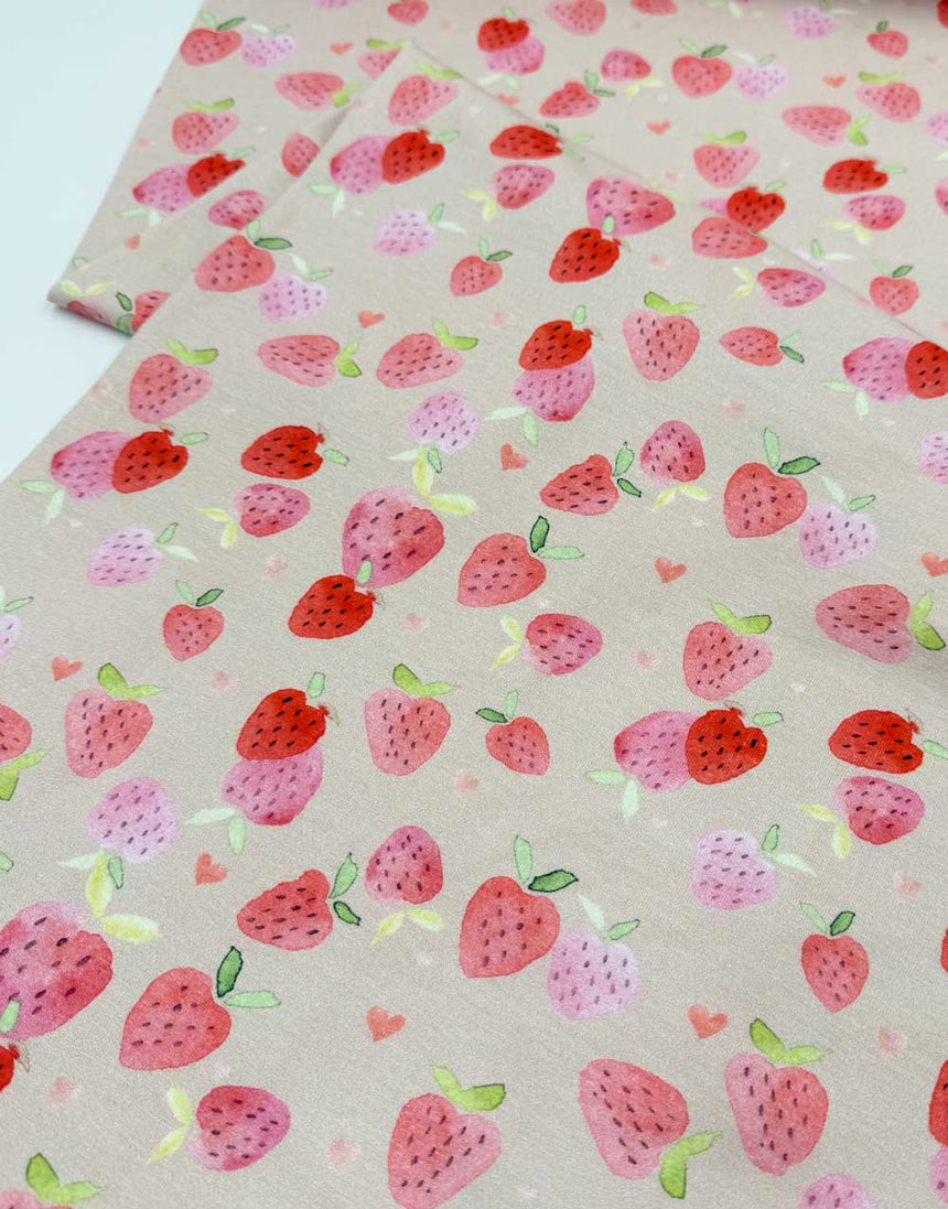 Strawberry Sundae Cotton Jersey Fabric