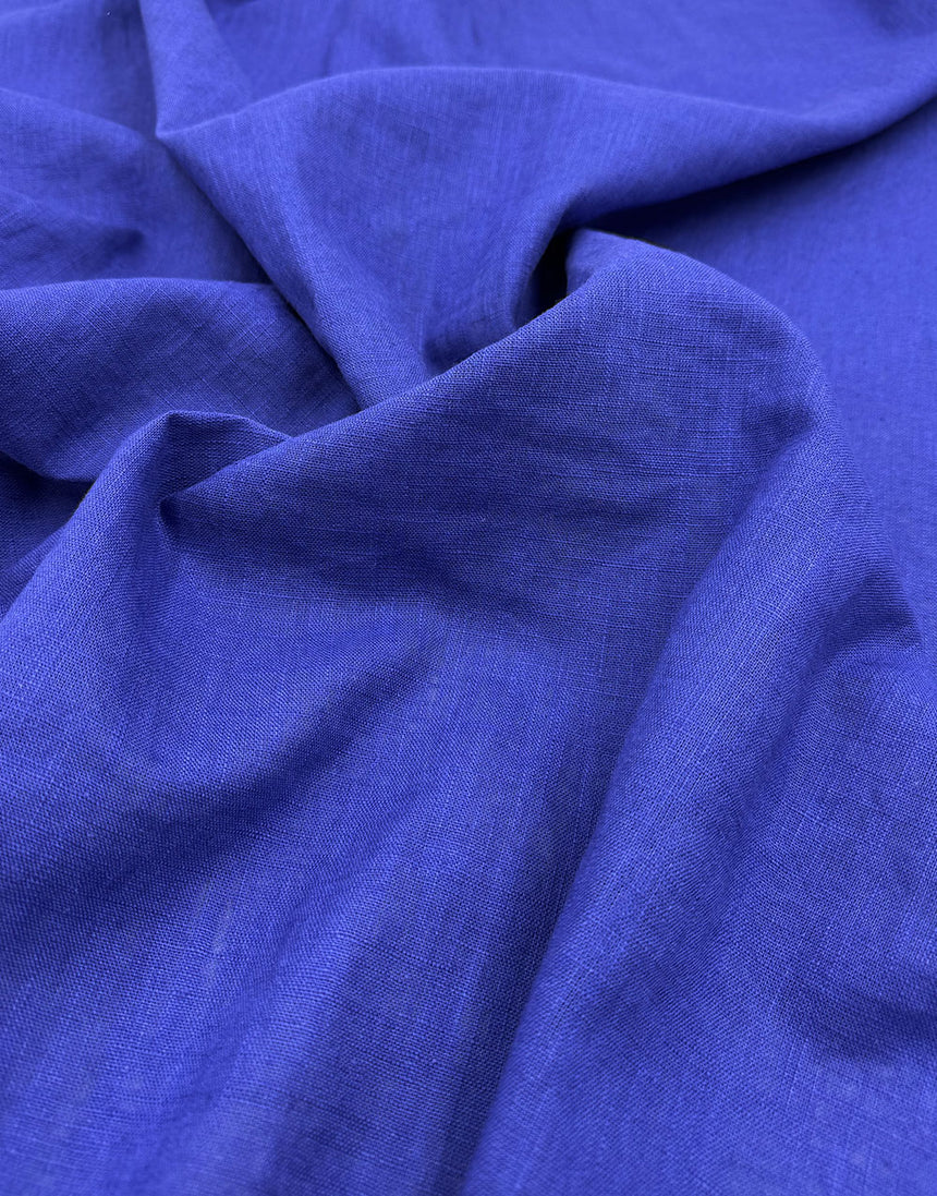 Sapphire Blue Washed Linen Cotton Fabric