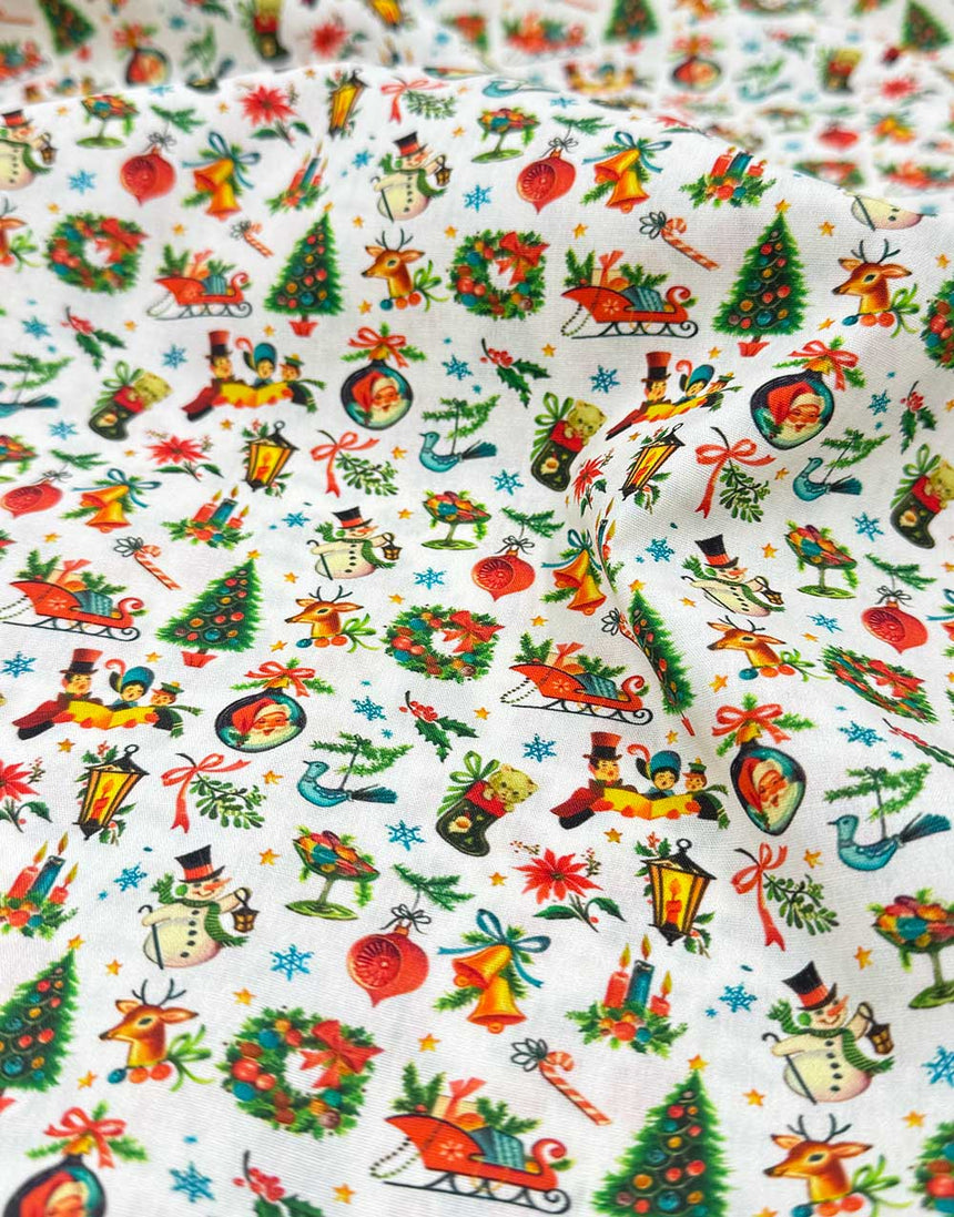 Jolly Retro Christmas Cotton Fabric