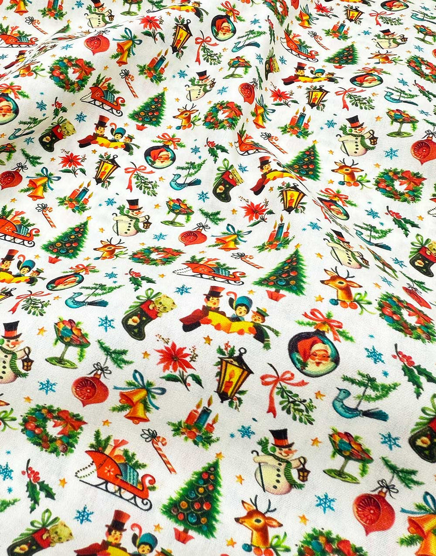 Jolly Retro Christmas Cotton Fabric
