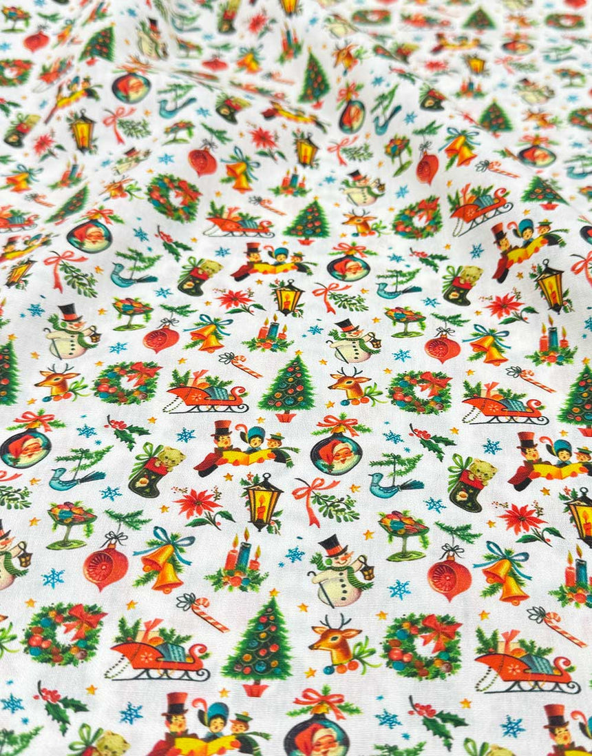 Jolly Retro Christmas Cotton Fabric