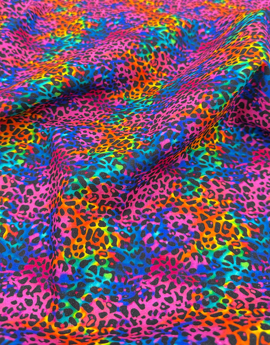 Neon Safari Rainbow Animal Cotton Print Fabric