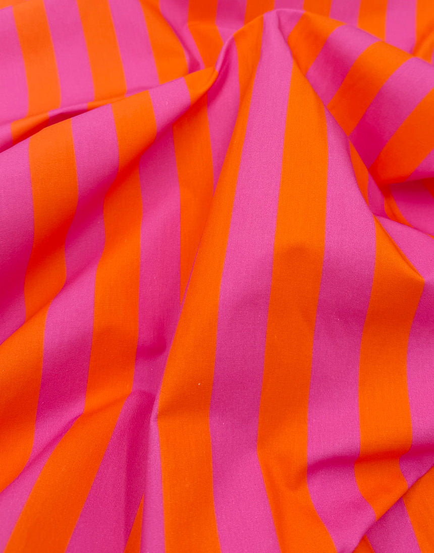 Remnant 1.2m - Sorbet Stripe Cotton Poplin Fabric, Light & Lush
