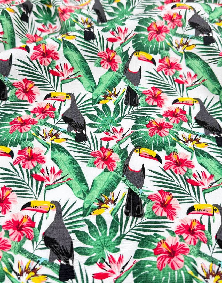 Tropical Toucans Printed Cotton Poplin Fabric