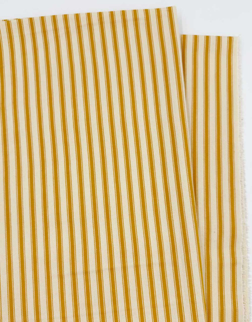 Gold Cotton Ticking Stripe Fabric