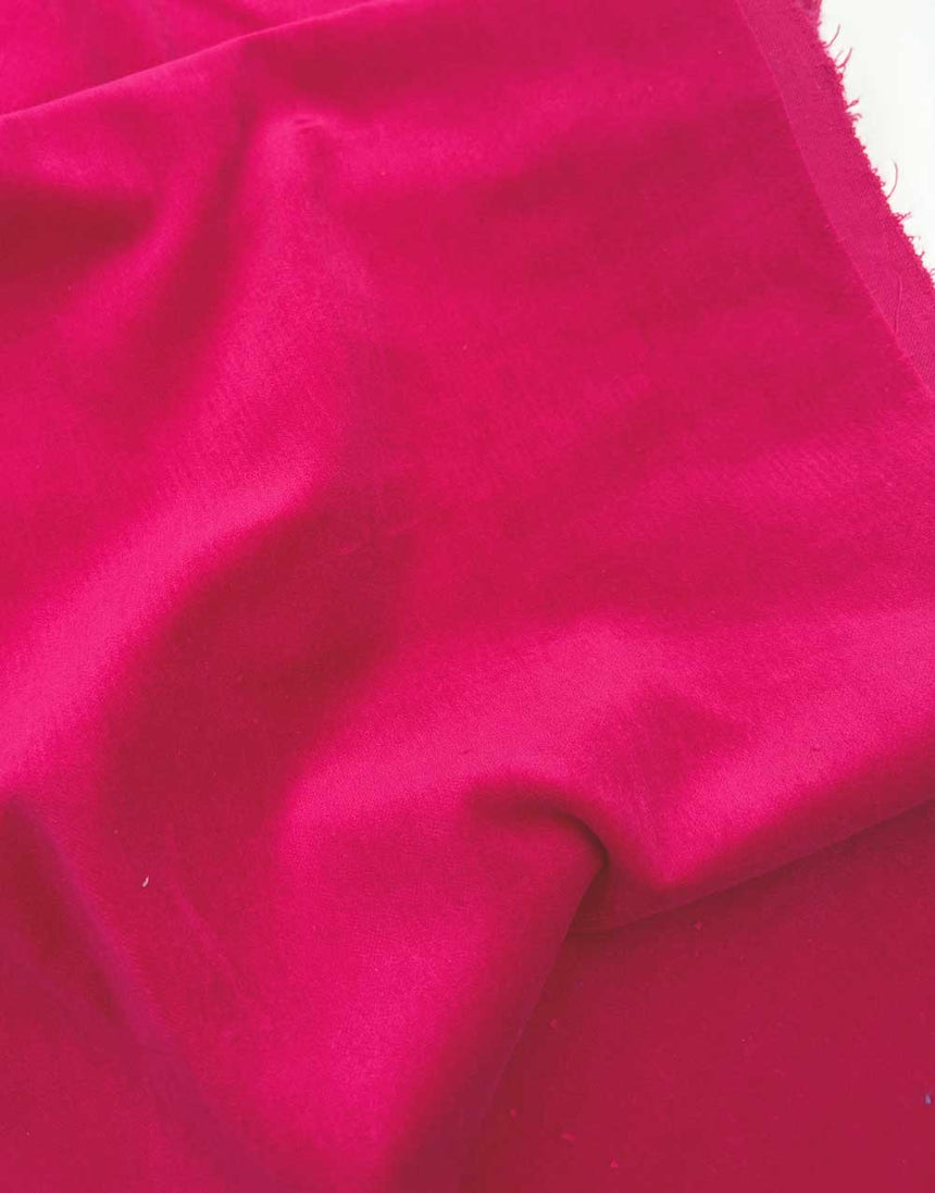 Remnant 3m - Cerise Pink Cotton Velvet Fabric