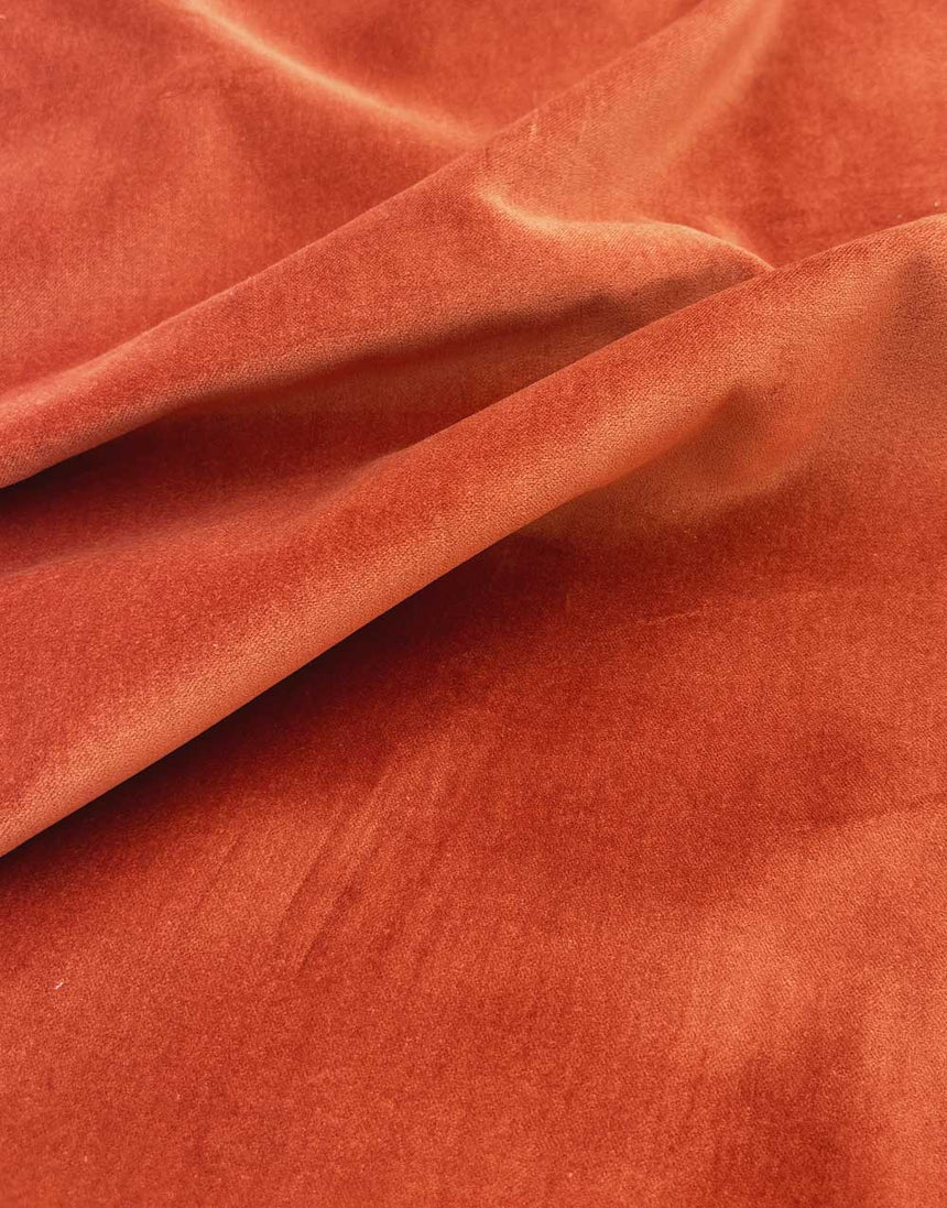 Remnant 30cm - Burnt Orange Cotton Velvet Fabric