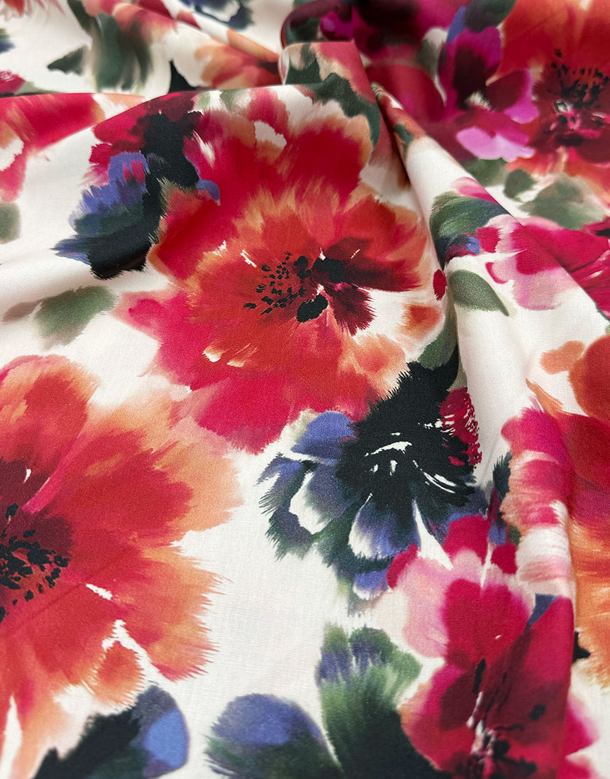Scarlet Symphony Cotton Viscose Fabric