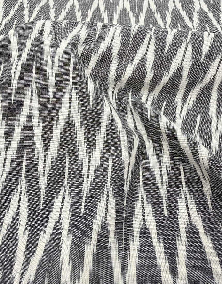 Flawed - Grey Zig Zag Cotton Ikat Fabric