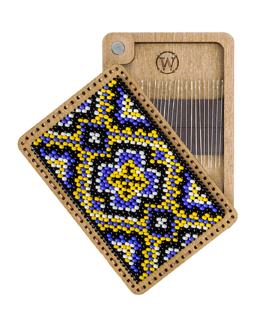 Beaded Wooden Magnetic Needle Minder Kit - Blue Yellow
