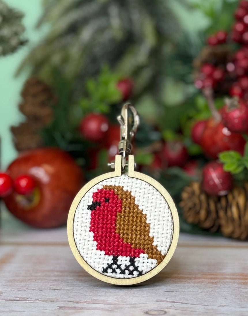 Red Robin Mini Matchbox Christmas Cross Stitch Kit, Crafty Kit Company