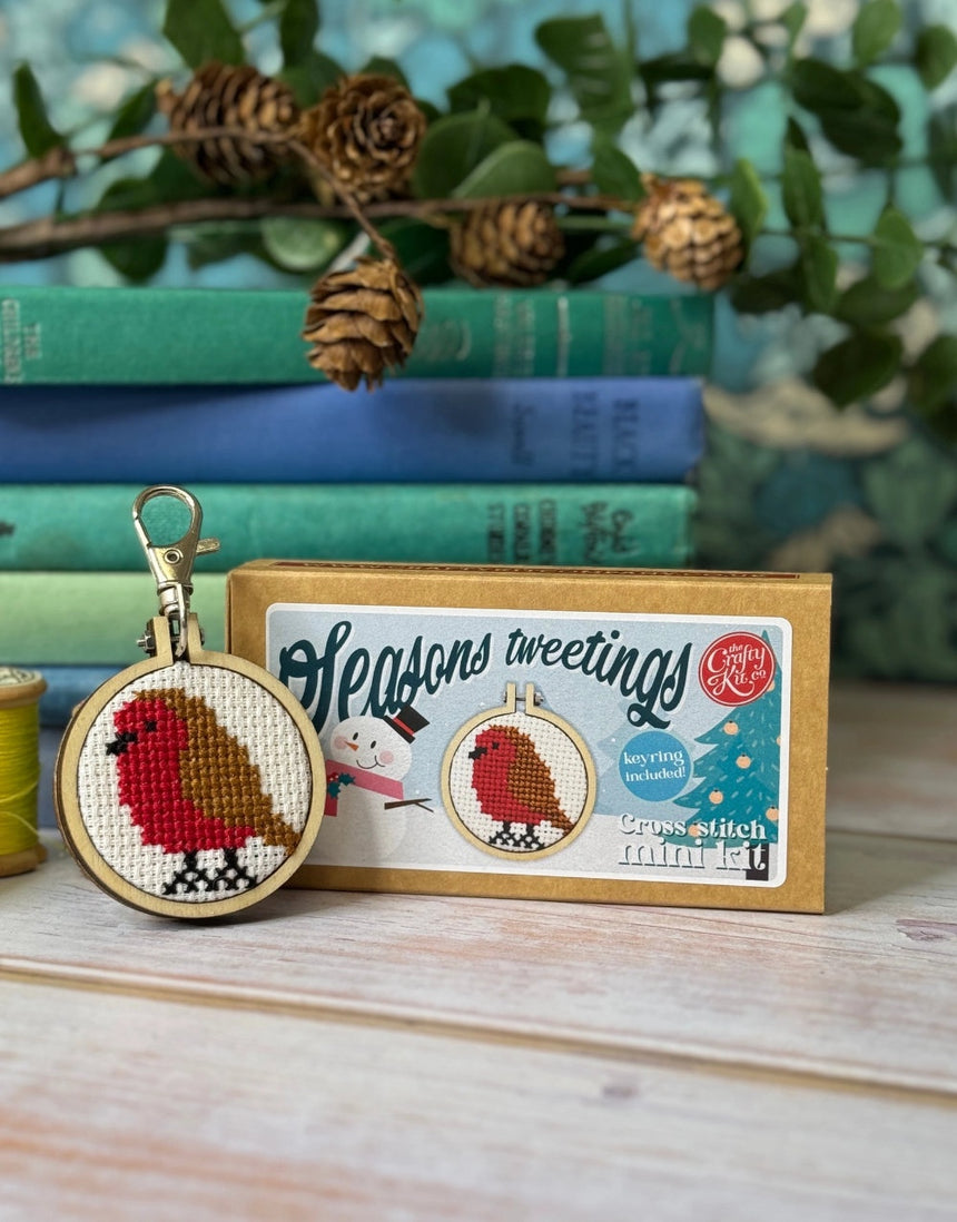 Red Robin Mini Matchbox Christmas Cross Stitch Kit, Crafty Kit Company